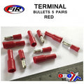 Red Bullet Connectors, 5 Pairs