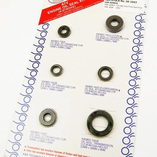 K&S Engine Oil Seal Set Honda TRX300EX 1993-2008, 6Pcs (Not 300 or FW)