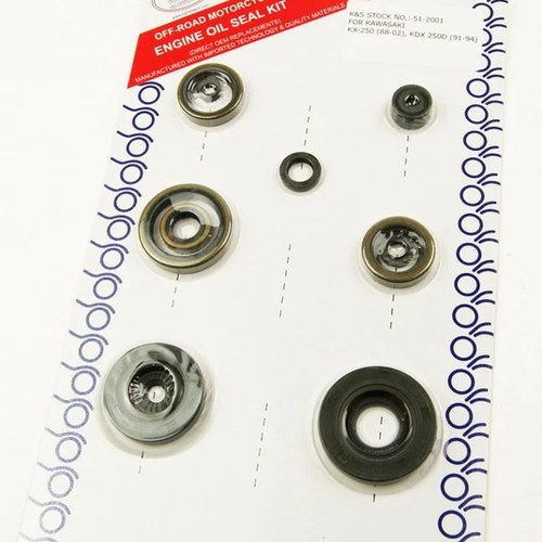 K&S Engine Oil Seal Set Kawasaki KX250 88-02, KDX250 91-94,12pcs