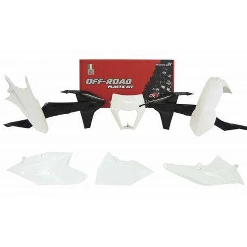 R-TECH WHITE/BLACK Plastic KIT/6 KTM EXC/EXC-F 250-500 17-19, XC-W 125/150 17-19