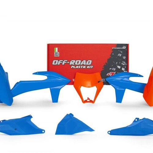 R-TECH BLUE/ORANGE Plastic KIT/6 KTM EXC-F 250/350/450 2020-2023