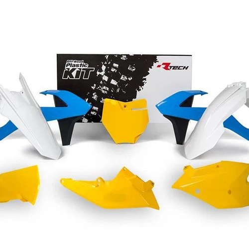 R-TECH BLUE/YELLOW/WHITE Plastic KIT/6 KTM SX/SX-F 2016-2018, XC/XC-F 2017-2018