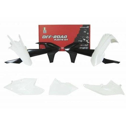 R-TECH WHITE/BLACK Plastic KIT/5 KTM EXC/EXC-F 250-500 17-19, XC-W 125/150 17-19