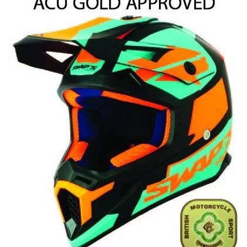 Swap'S MX Helmet XL 62 BLACK/ORANGE, Acu Gold Approved