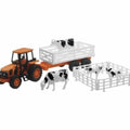 Newray Die Cast Model Kubota Farm Tractor, & Animals Set Orange, Scale 1:32