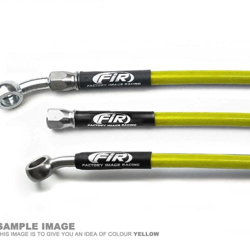 Fir Braided Front Brake Hose Yellow, Kawasaki KX250-07-09, KX-F250/450 06-11