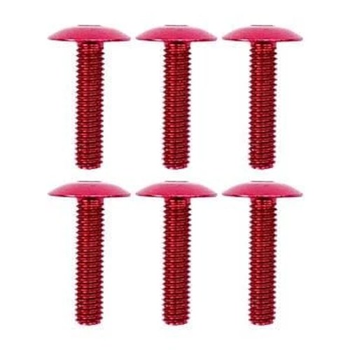 6x25 Anodized Red Alloy Button Head Screw, Pk6