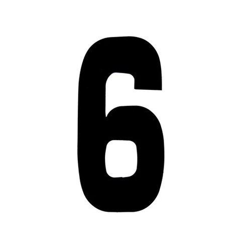 Black 6" Race Numbers - 6 SIX/9 Nine, Each, Vinyl Sticker