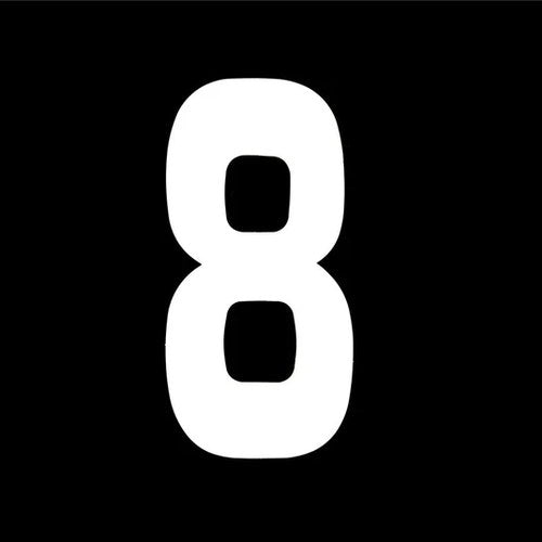 White 6" Race Numbers - 8 Eight, X25, Vinyl Sticker