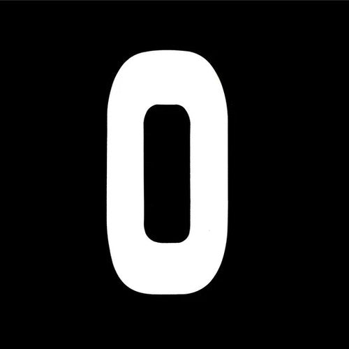 White 6" Race Numbers - 0 Zero, Each, Vinyl Sticker