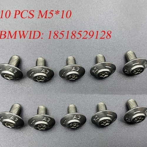 BMW Stainless Steel Shell Screws M5X10, Pack 10, 18518529128