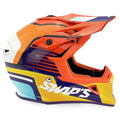 Swaps Motocross Helmet S818 - Shiny Orange Blue White - Size XS 53cm - 54cm