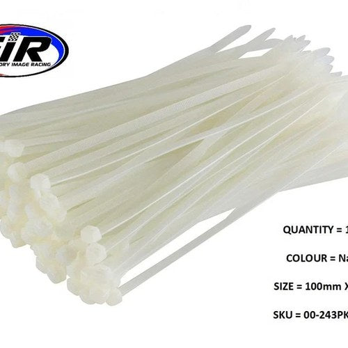Nylon Cable Zip Ties - Natural, 100mm x 2.5mm - Pack OF 100
