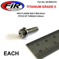 Titanium GR5 Bolt M5 x 16mm Each, Flange OD: 9.90mm / Hex Size: 7mm, /