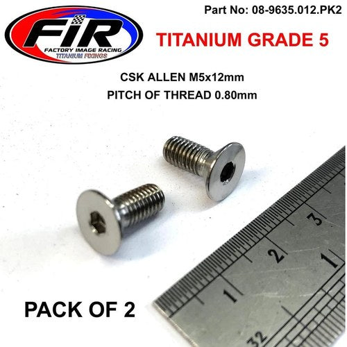 Titanium Csk Allen M5X12mm, Titanium Grade 5 / PK 2
