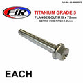Titanium GR5 Bolt M10 x 75mm Each, Metric Fine 1.25mm / Grade 5