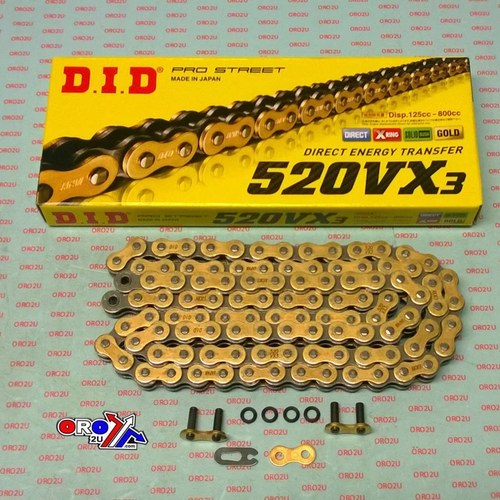 Did 520VX3 GB 106L X-RING (DJ), Chain Gold & Black Links, DID520VXGB106
