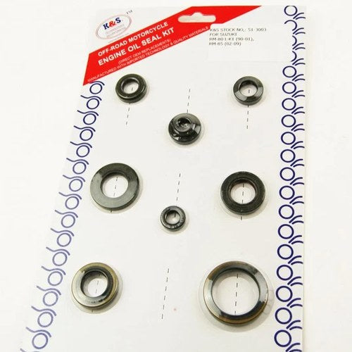 K&S Engine Oil Seal Kit Suzuki RM80 1990-2001, RM85 2002-2008 8Pcs