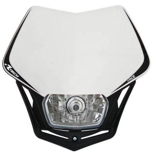 R-TECH WHITE/BLACK V-FACE Universal Headlight
