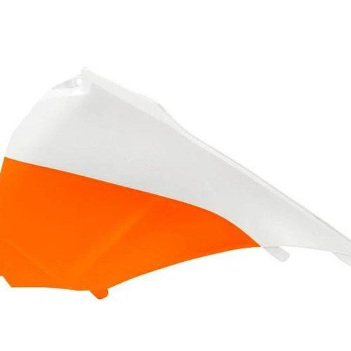 L/H ORG/WHT Airbox Cover KTM 125-500 EXC/EXC-F 14-16, SX/SX-F 125-450 13-15
