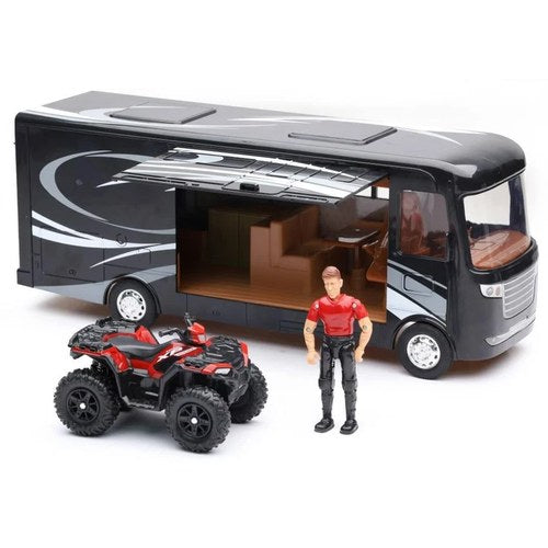 Newray Die Cast Model Polaris Sportsman & RV Caravan Set, Scale 1:32