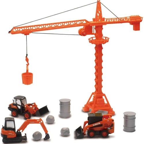 Newray Die Cast Model Kubota Construction Vehicles With Crane Set, Scale 1:64