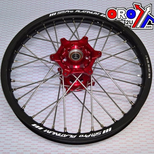 SM Pro 19x2.15 Rear Wheel Black Rim, Red Hub Honda CR125/250 02-07