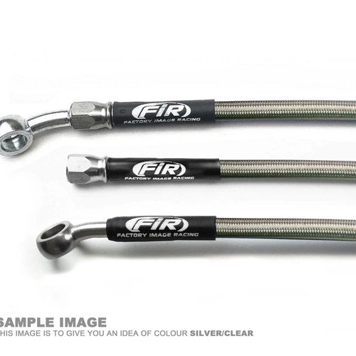 Fir Braided Front Brake Hose SILVER/BLACK, Suzuki RM125 04-08, RM250 04-08