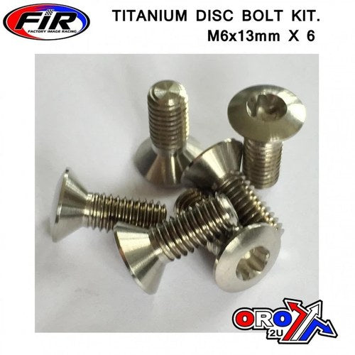 Torx Head Titanium Counter Sunk Disc Bolt M6 x 13mm Csk, Pk6