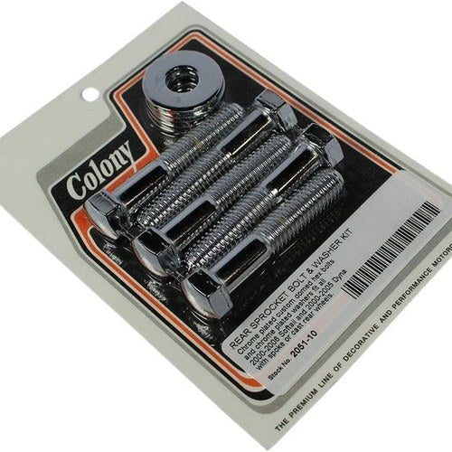 Colony Rear Sprocket Bolt & Washer Kit Chrome #2051-10 Harley Davidson