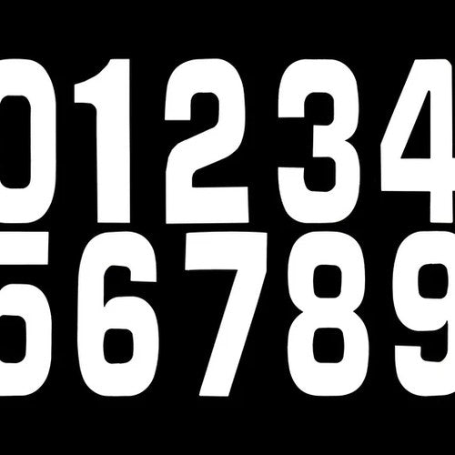 White 6" Race Numbers - 0 1 2 3 4 5 6 7 8 9, 10 OF Each Number