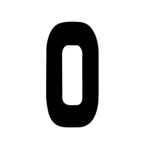 Black 6" Race Numbers - 0 Zero, Each, Vinyl Sticker