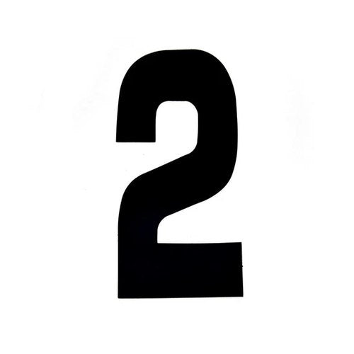 Black 6" Race Numbers - 2 Two, X25, Vinyl Sticker