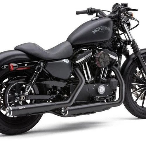 Cobra Rpt Slip-On Mufflers Black #6081RB Harley Davidson Sportster