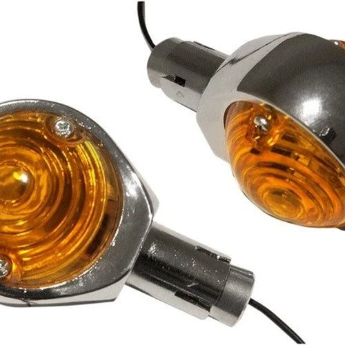 Emgo Euro Bar End Lights 7/8" Bars Amber Single Filament