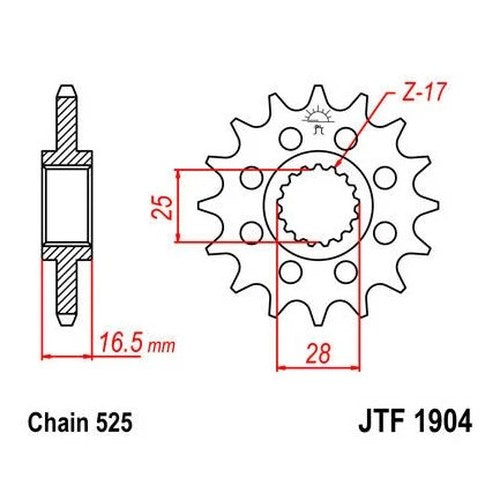 JT Front Sprocket 525 16T #JTF1904.16 KTM