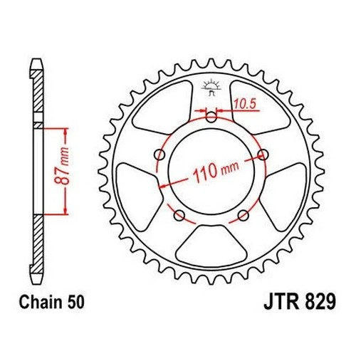 JT Steel Rear Sprocket 530 48T #JTR829.48 fits Suzuki Bandit 600 S/Marauder 800