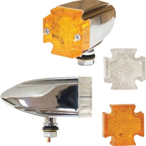 Emgo Maltese Cross Deco LED Lights Chrome Clear/Amber Universal