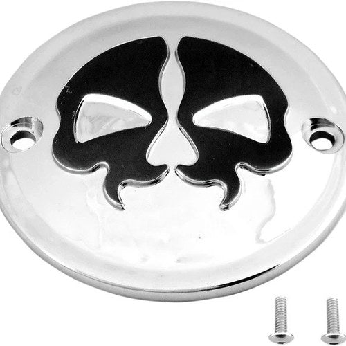 Drag Specialties Split Skull Points Cover 2-Hole Chrome/Black #174412