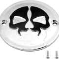Drag Specialties Split Skull Points Cover 2-Hole Chrome/Black #174412