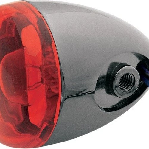 Chris Deuce-Style Turn Signal Black Chrome Bracket Mount w/Red Lens 8887R-BN