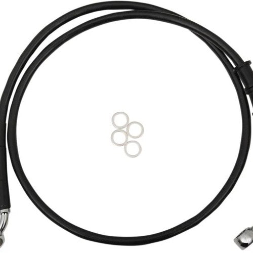 Drag Specialties Front Brake Line Kit Black Non-ABS Stock Length #3300625