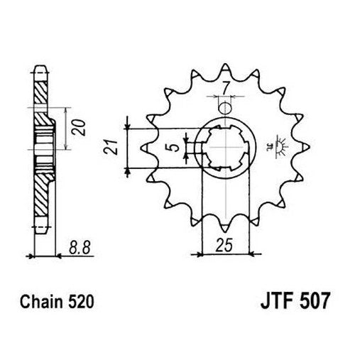 JT Front Sprocket 520 14T #JTF507.14 fits Kawasaki/Husqvarna/Cagiva
