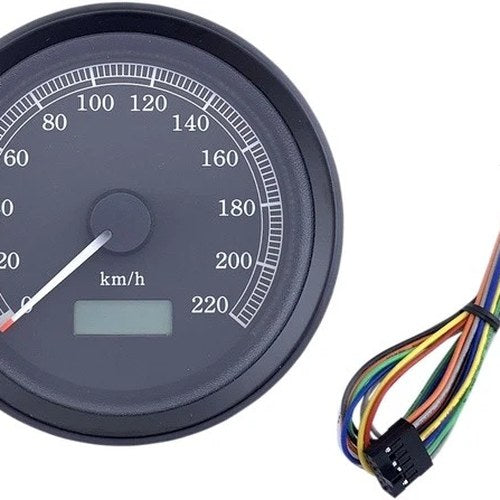 DS Universal Programmable Electronic Speedometer 0-220 Kph Black w/Black Face