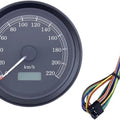 DS Universal Programmable Electronic Speedometer 0-220 Kph Black w/Black Face