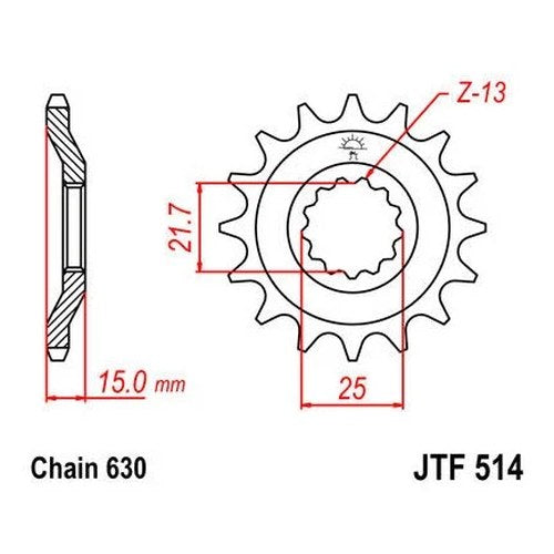 JT Front Sprocket 630 15T for Kawasaki ZX750A GPz 750 1983-1985