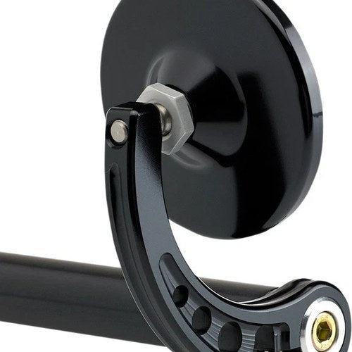 Joker Machine Bar End Mirror Round/Curved Stem 3.25" Black