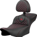 Saddlemen RoadSofa DS Ext. Reach Seat w/Driver Backrest Red Stitch #823-07-209B4