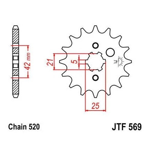 JT Front Sprocket 520 15T #JTF569.15 for Yamaha/Kawasaki