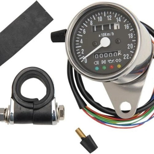 DS 2.4" Mini Mechanical Speedometer With LED 2:1 Black Face KM/H Harley Davidson